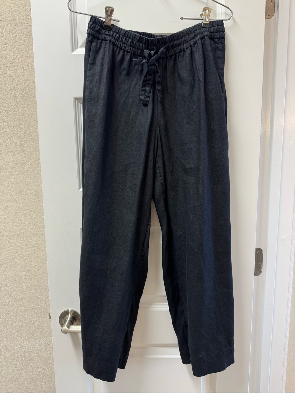 J.Crew Black Wide-Leg Linen Seaside Pant
